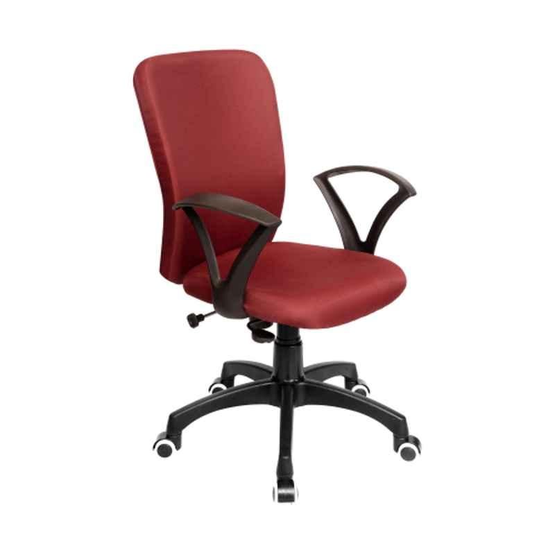 Rose Zebra Maroon Fabric Medium Back Revolving Office Chair