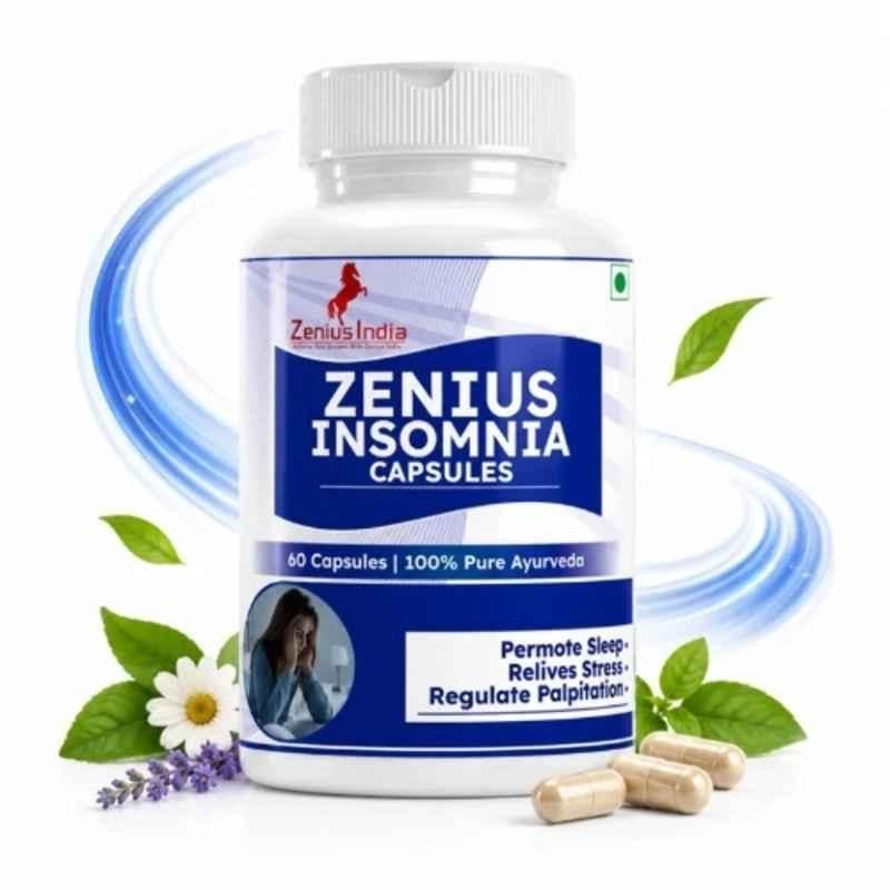 Zenius India 60 Pcs Insomnia Capsule with Brahmi, Shankhpushpi, Jatamansi & Swarna Makshika Bhasam for Promotes Deep, Restful Sleep & Helps Fall Asleep Faster