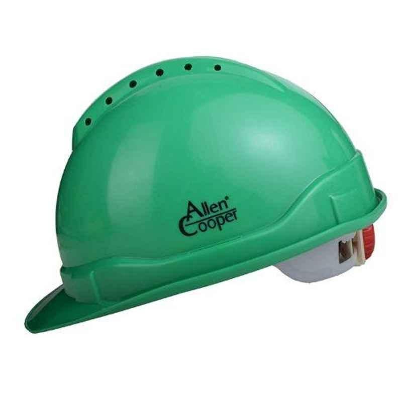 Allen Cooper Green Polymer Ratchet Type Safety Helmet with Chin Strap, SH722-G (Pack of 5)