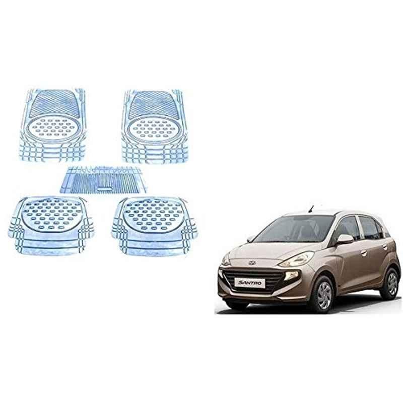 Kozdiko 5 Pcs 6605 PVC & Rubber Clear Car Foot Mat Set for Hyundai Santro 2018