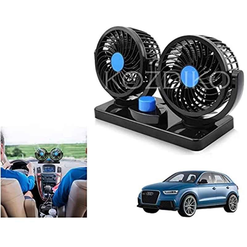 Kozdiko 12V Copper Black Dual Head Rotatable Electric Car Dashboard Fan with 360 Degree for Audi Q3