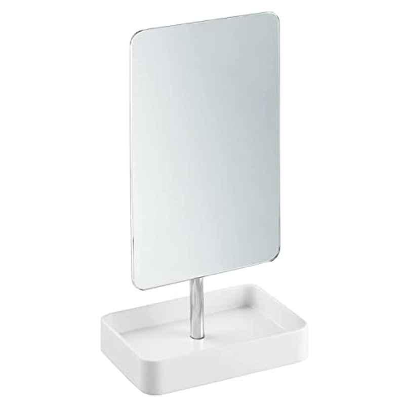 iDesign Gia Plastic White Chrome Rectangular Mirror, 160905