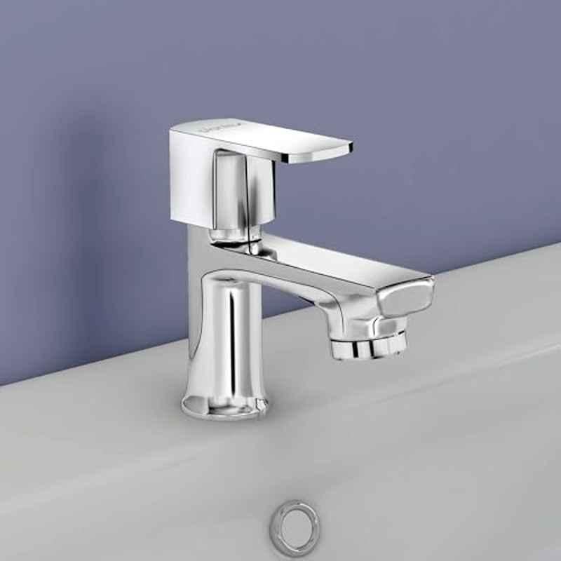 Plantex Pillar Tap for Wash Basin with Water Saving Aerator and Brass Spindle/Quarter Turn Basin Tap with Teflon Tape/Pillar Cocke for Wash Basin Saga, Chrome