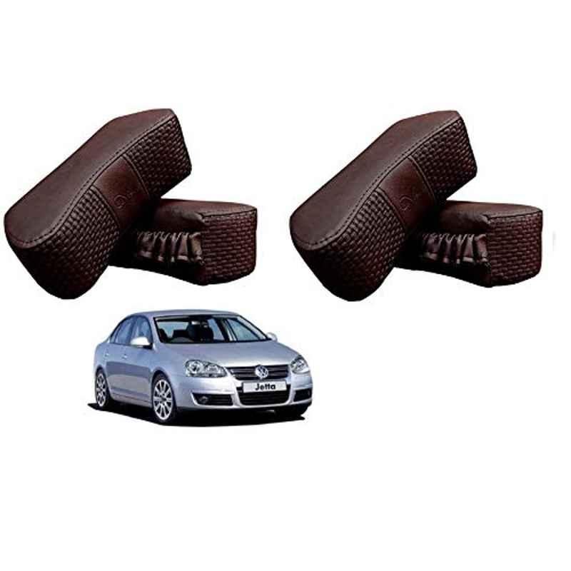 Kozdiko 4 Pcs CV Designer Cola Leatherite Neck Rest Car Cushion Pillow Set for Volkswagen Old Jetta 2008-2015