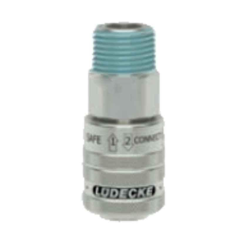 Ludecke ESOIS14A R 1/4 Single Shut-off Tapered Male Thread Safety Self-Venting Coupling