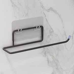 Plantex GI Steel No Drill Toilet Paper Roll Holder Self Adhesive/Toilet Paper Holder Self Adhesive/Hand Towel Holder for Bathroom Accessories Black