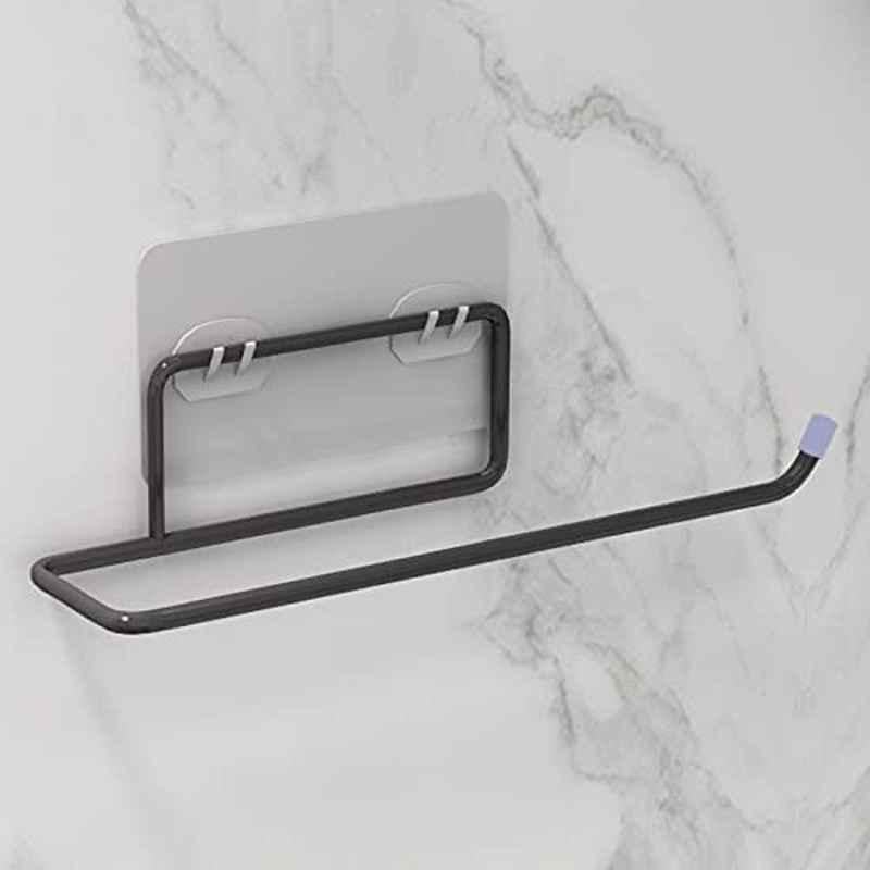 Plantex GI Steel No Drill Toilet Paper Roll Holder Self Adhesive/Toilet Paper Holder Self Adhesive/Hand Towel Holder for Bathroom Accessories Black