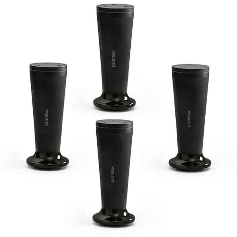 Plantex 6 inch Aluminium Black Sofa Legs with Rubber Grip, DTS-87 (Pack of 4)