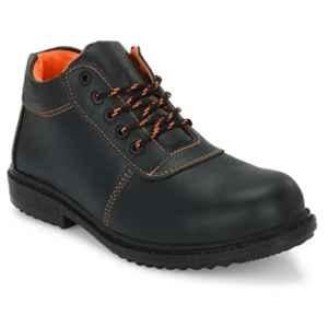 ArmaDuro AD1028 Black Leather Steel Toe Safety Shoes, Size: 9