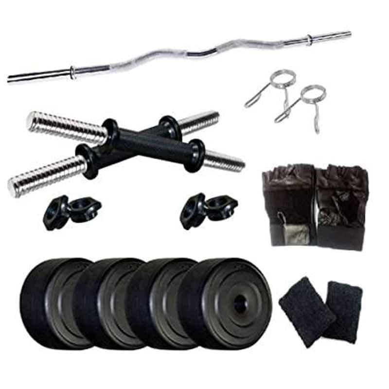 Spanco Multicolor SPC_3C_DMB_GSWHT_42 Home Gym 42kg with Skipping Rope, Hand Gripper, Wrist Band, Gym Gloves & Gym Towel (Multicolor)