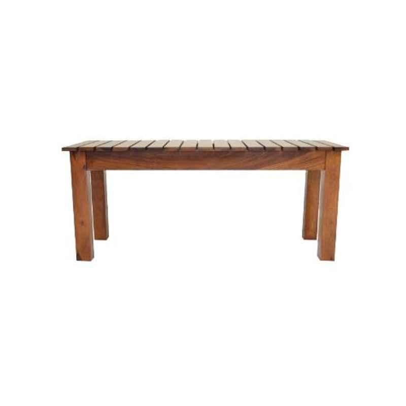 Angel Furniture 42x16x18 Inch Honey Finish Solid Sheesham Wood Stripped Bench Table, AF109H