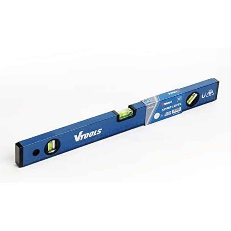 VTOOLS 500mm Blue Aluminium & Acrylic Shock Resistant Magnetic Spirit Level, VT2130