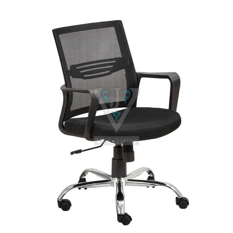 VJ Interior 18.5x19 inch Black Mid Back Mesh Fabric Office Visitor Chair, VJ-1422