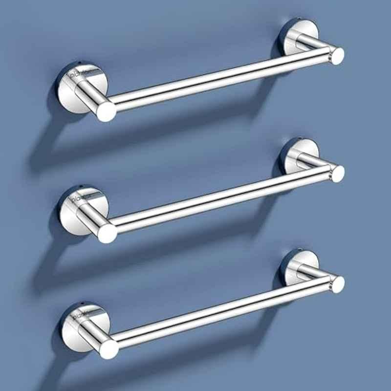 Plantex Towel Rod for Bathroom/12 inch Towel Bar/Towel Holder/Towel Hanger for Home/Bathroom Accessories (Pack of 3) Chrome