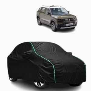 Aarex Auto Polyester Black 100% Waterproof Car Cover with Mirror Pocket, Triple Stitched, Full Body Protection, Scratchproof & Dustproof for Maruti Suzuki Brezza