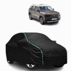 Aarex Auto Polyester Black 100% Waterproof Car Cover with Mirror Pocket, Triple Stitched, Full Body Protection, Scratchproof & Dustproof for Maruti Suzuki Brezza