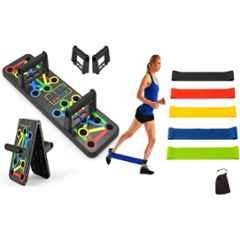 Shopeleven 5 Pcs ABS & Latex Resistant Loop Band Set with Pushup Board