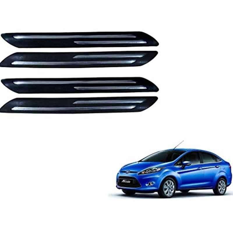 Kozdiko 4 Pcs PVC Black Double Chrome Finish Car Bumper Protector Set for Ford Fiesta