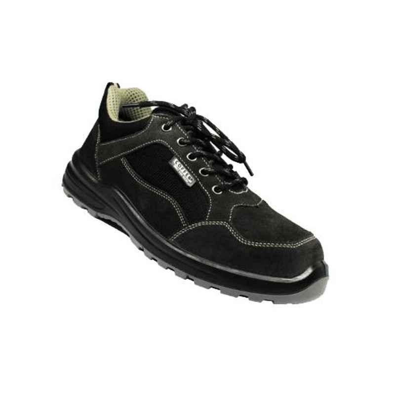 Coffer Safety M1034 Leather Steel Toe Black & Grey Work Safety Shoes, 82346, Size: 8