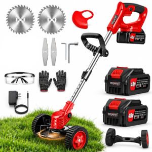 Bravix 48V 3Ah 8500rpm 2-in-1 Cordless Adjustable Height Grass Trimmer Cum Mower with 2 Battery & 1 Charger for  Lawns & Gardens Maintenance