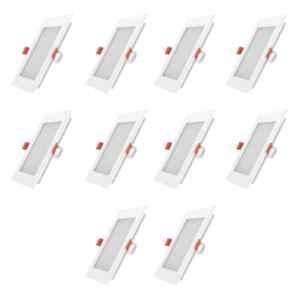 Fybros Faro 12W Polycarbonate Natural White Square LED Panel Light, FLS5082J (Pack of 10)