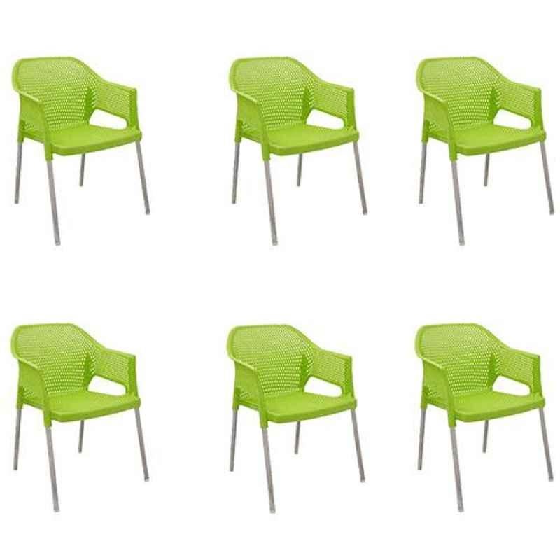 Italica Polypropylene Green Plasteel Arm Chair, 1209-6 (Pack of 6)