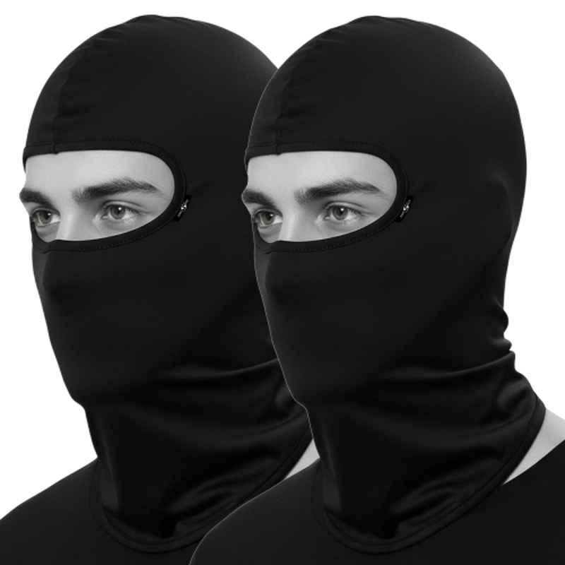 Kingsway Cool Pass Honey Comb Pattern 4 Way Stretch Lycra Black Balaclava Face Mask for Bikers (Pack of 2)