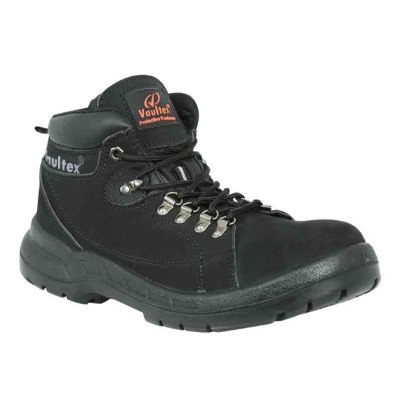 Vaultex MHL Steel Toe Black High Ankle Safety Shoes, Size: 38