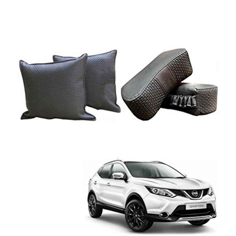 Kozdiko One Pair Grey Neck Rest & One Pair Cushion Combo for Nissan Qashqai
