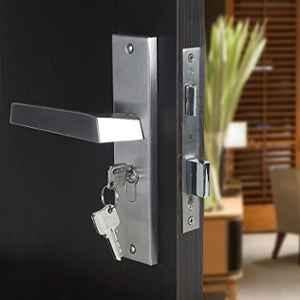 Voltizi 8 inch Stainless Steel Matt Finish Cylindrical Plate Both Side Key Mortise Door Lock Handle Set with 3 Computer Keys, Sana-BSK
