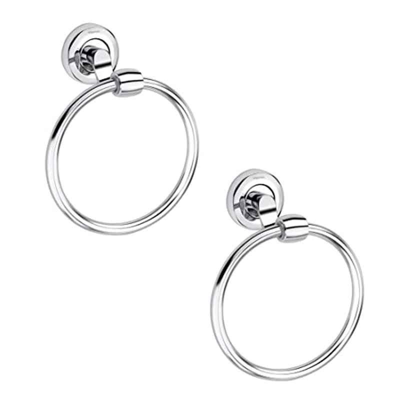 Aligarian Stainless Steel Chrome Finish Wall Mounted Round Towel Ring (Pack of 2)