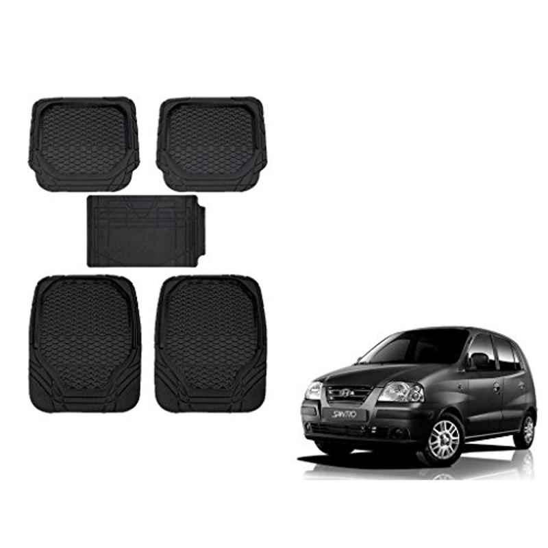 Kozdiko 8855TW 5 Pcs Rubber Black Rubber Car Mat Set for Hyundai Santro