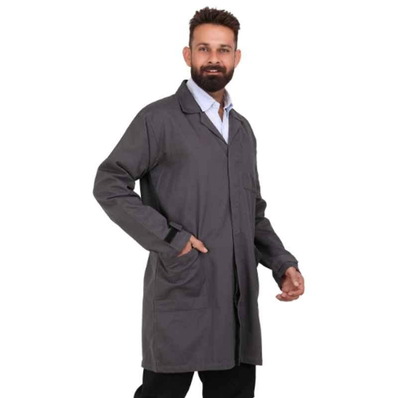 Club Twenty One Workwear Collins Poly Cotton Grey Safety Lab Coat, 4013, Size: 2XL