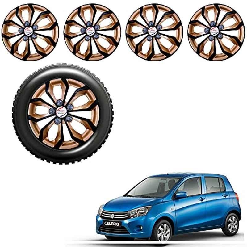 Auto Pearl 4 Pcs 14 inch ABS Golden & Black Car Wheel Cover Set for Maruti Suzuki Celerio