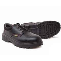 Jama Phoenix Genuine Leather Single Density PU Low Ankle Barton Print Black Safety Shoes, JS-073, Size: 7