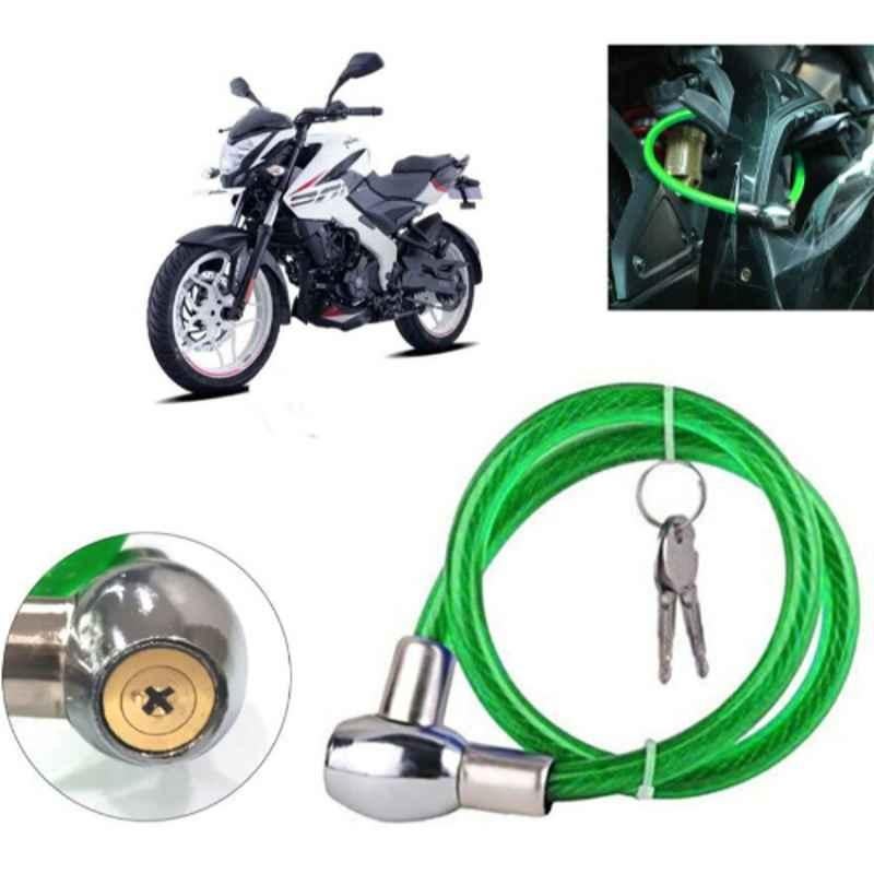 Auto Pearl PVC & Plastic Green Heavy Duty Cable Lock for Pulsar NS 200