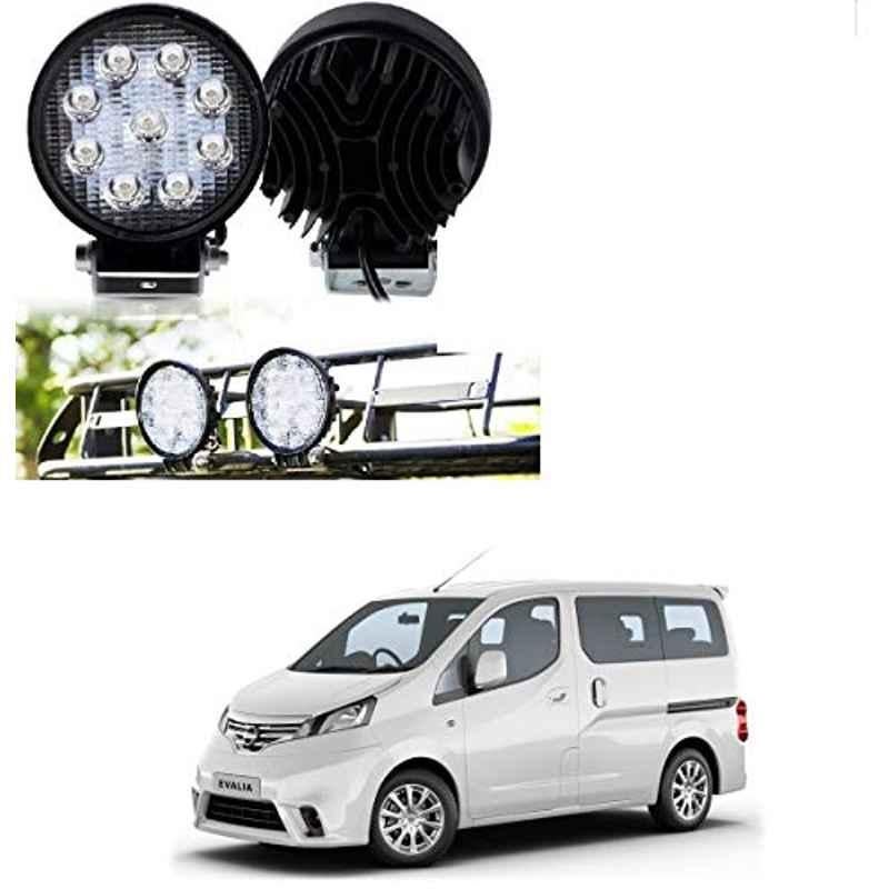 Kozdiko 2 Pcs 27W 4 inch 9 LED Waterproof Round White Fog Light Set with Mounting Brackets for Nissan Evalia, kozd_19904