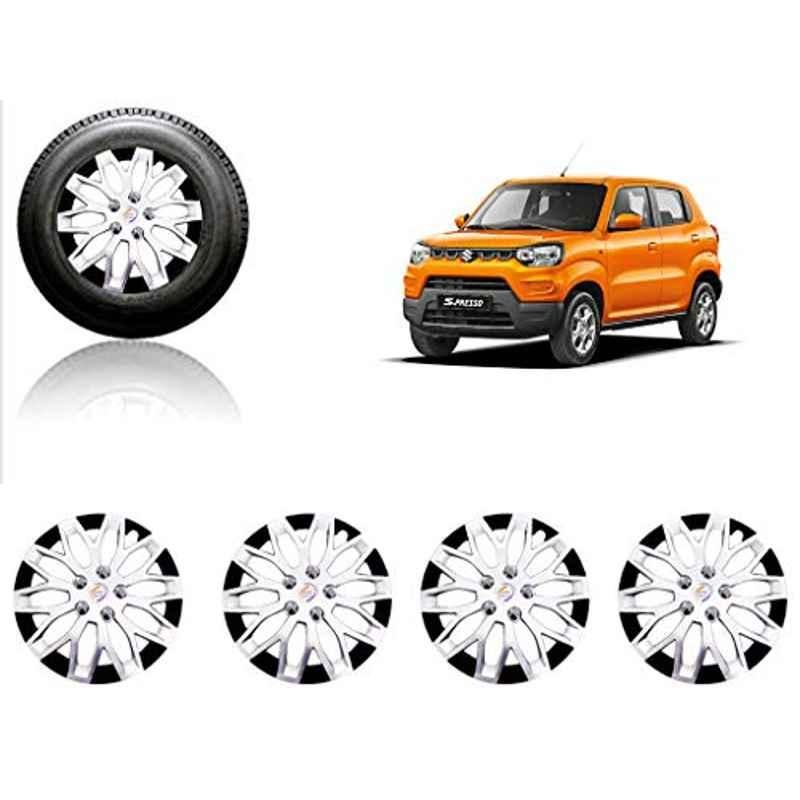 Auto Pearl 4 Pcs 14 inch ABS Silver & Black Car Wheel Cover Set for Maruti Suzuki SPresso