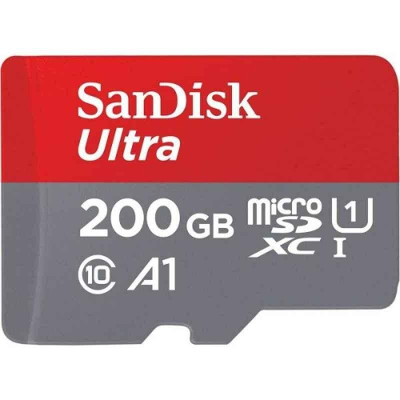 SanDisk Ultra 200GB microSDXC A1 Class 10 UHS-I-1 Memory Card with SD Adapter, SDSQUAR-200G-GN6MA