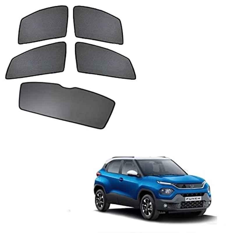 Kozdiko 4 Pcs Black Car Half Magnetic Sunshade Curtain with Dicky Set for Tata Punch