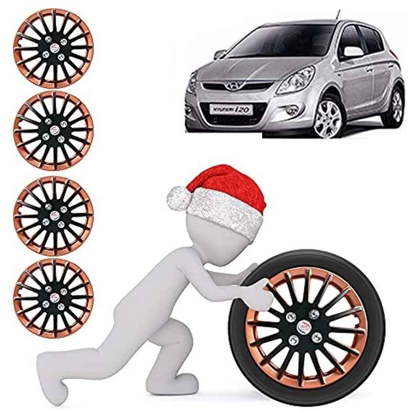 Auto Pearl 4 Pcs 14 inch ABS Black & Copper Car Wheel Cover Set for Hyundai i20 Type1