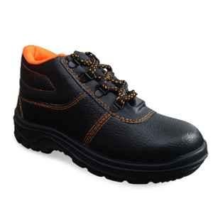 7 Star Highlander Synthetic Leather Fibre Toe Black & Orange Safety Shoes, Size : 7