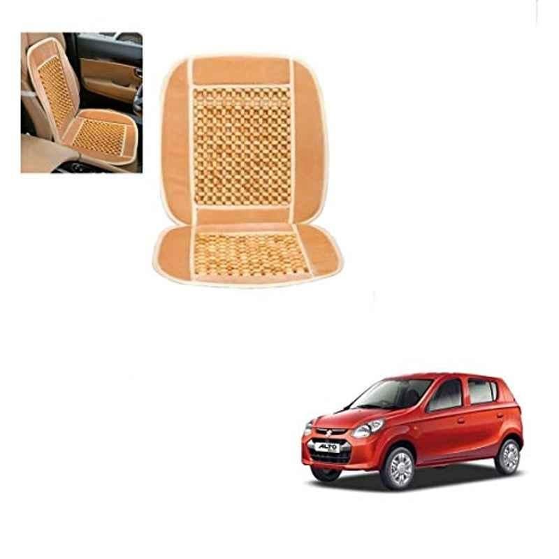 Kozdiko Wooden Bead Seat with Beige Velvet Border for Maruti Suzuki Alto 800, KOZ-86677