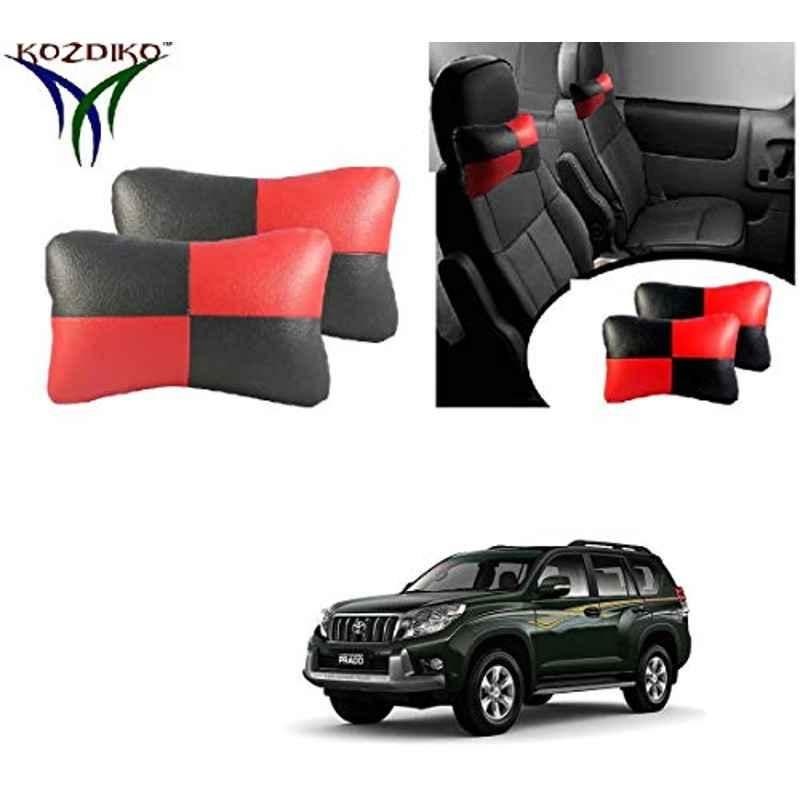 Kozdiko 2 Pcs Black & Red Car Square Chess Design Neck Rest Seat Pillow Set for Toyota Land Cruiser Prado