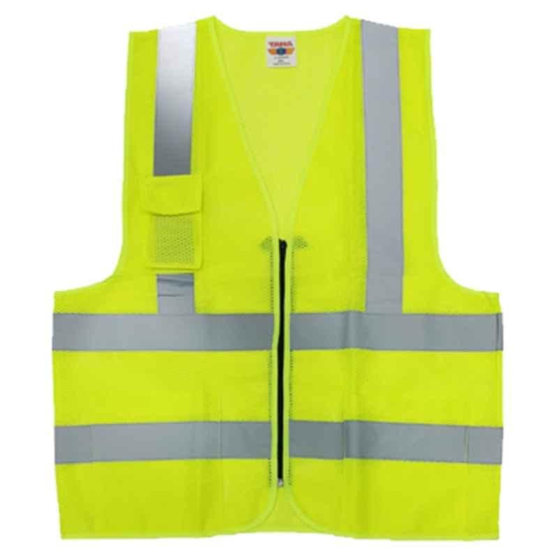 Taha Polyester Yellow Safety Jacket, SJ WTB002, Size: L