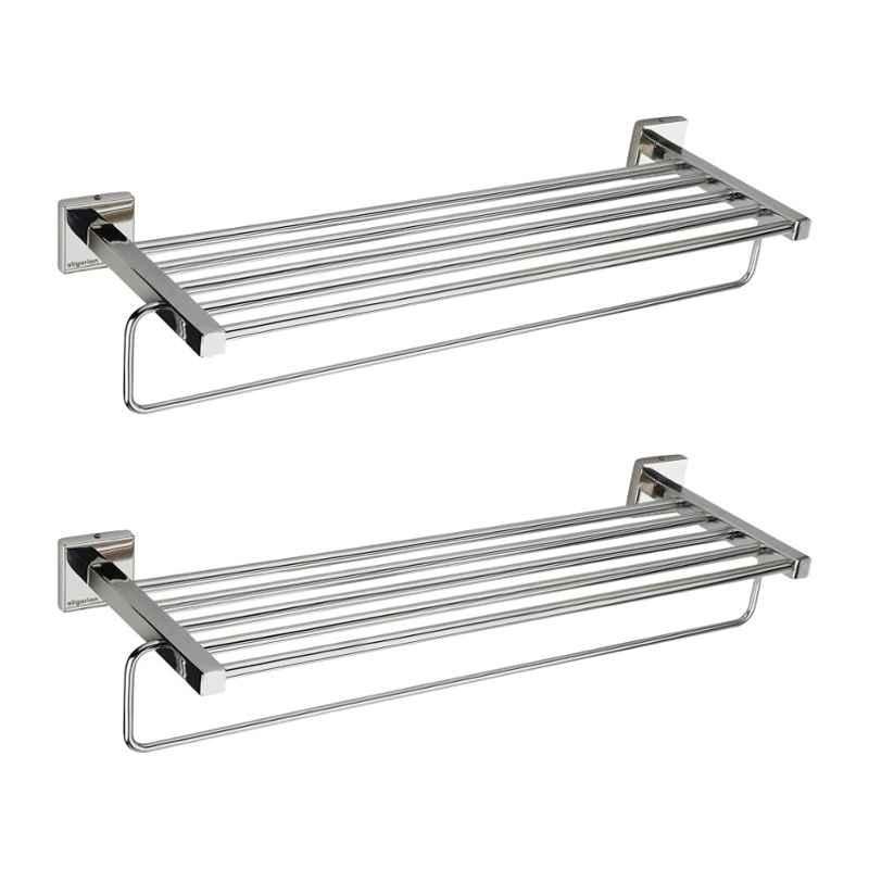 Aligarian 24 inch Stainless Steel Chrome Finish Wall Mounted Square Forlding Towel Rack (Pack of 2)