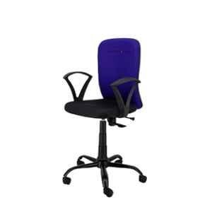 Newturn Zebra Synthetic Fiber Blue & Black Medium Back Office Chair