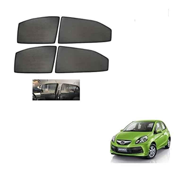 Kozdiko 4 Pcs Mesh Black Non-Magnetic Car Sun Shade Set for Honda Brio