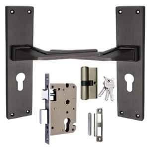 ATOM 230mm Alloy Steel Black Matt Finish Mortise Door Lock Set, MH-O54-CY-BLK-BSK