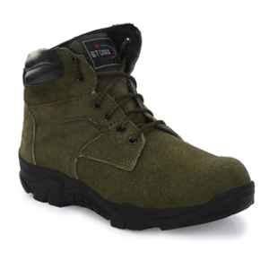 Stonix Leather TPR Sole Steel Toe Olive Green Safety Shoes, HAWK-B-06, Size: 6